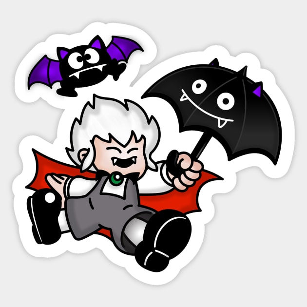 Kid Dracula's Umbrella Flight Sticker by JPenfieldDesigns